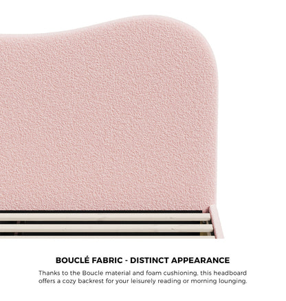 Bed Frame Queen Size Pink Boucle Cloud Shape