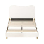 Bed Frame Double Size White Boucle Cloud Shape