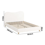 Bed Frame Double Size White Boucle Cloud Shape