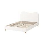 Bed Frame Double Size White Boucle Cloud Shape