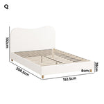 Queen Bed Frame White Boucle Cloud Shape Upholstered Bedroom Furniture
