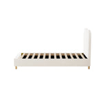 Bed Frame Single Size White Boucle Cloud Shape