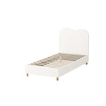 Bed Frame Double Size White Boucle Cloud Shape