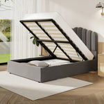 Bed Frame King Single/Queen/Double Gas Lift Velvet Grey