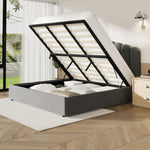 Bed Frame King Single/Queen/Double Gas Lift Velvet Grey