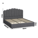 Bed Frame King Single/Queen/Double Gas Lift Velvet Grey