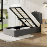 Bed Frame King Single/Queen/Double Gas Lift Velvet Grey