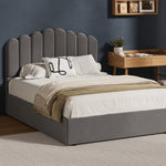 Bed Frame King Single/Queen/Double Gas Lift Velvet Grey