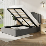 Bed Frame King Single/Queen/Double Gas Lift Velvet Grey