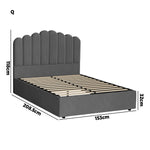 Bed Frame King Single/Queen/Double Gas Lift Velvet Grey