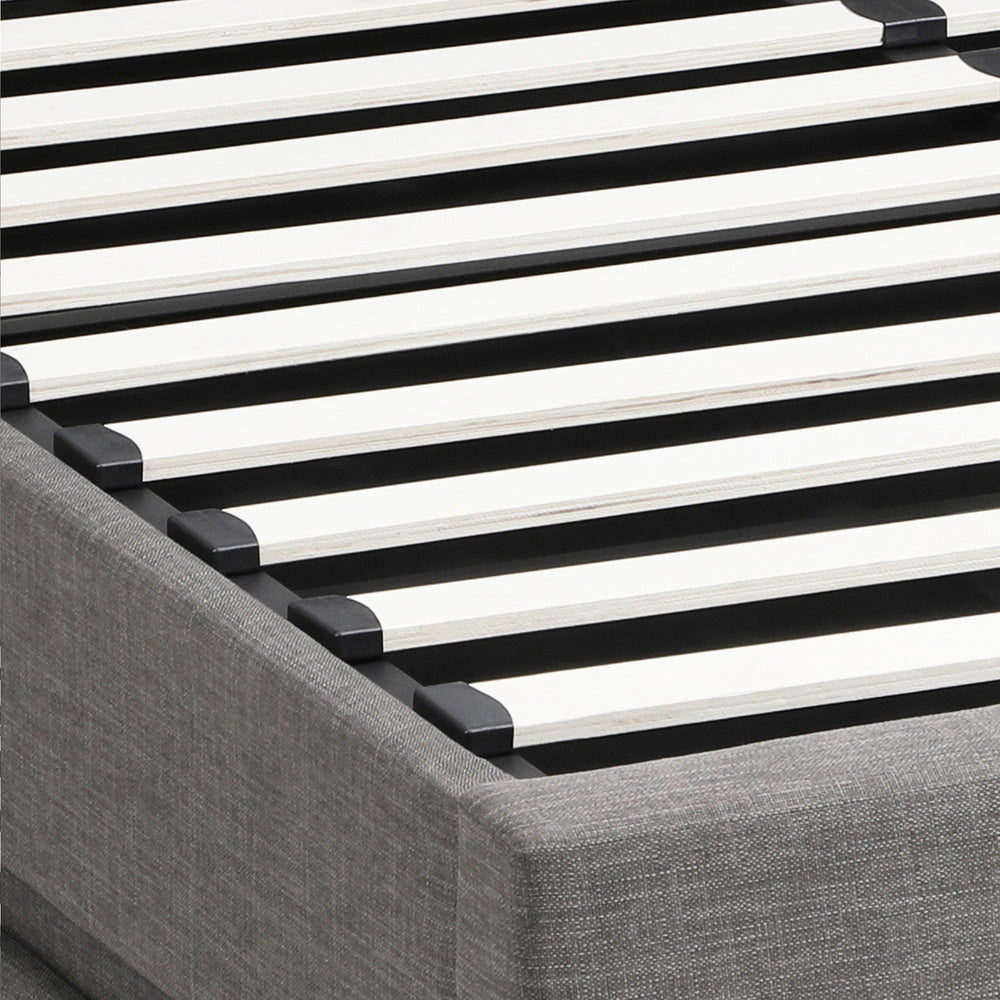 Bed Frame Double Bed Frame LED Mattress Base with Gas Lift Grey