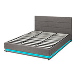 Bed Frame King Bed Frame LED Mattress Base with Gas Lift and Storage Space Grey