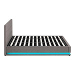 Bed Frame King Bed Frame LED Mattress Base with Gas Lift and Storage Space Grey