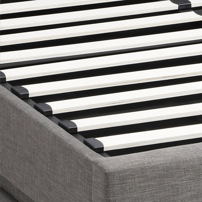 Queen Bed Frame LED Mattress Base with Gas Lift and Storage Space Grey