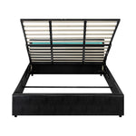 Bed Frame RGB LED Gas Lift Storage Base Black