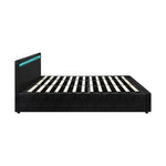 Bed Frame RGB LED Gas Lift Storage Base Black