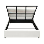 Bed Frame RGB LED King Single/Queen/Double Gas Lift Storage Base White