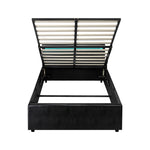 Bed Frame RGB LED Gas Lift Storage Base Black