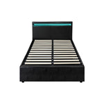 Bed Frame RGB LED Gas Lift Storage Base Black