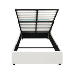 Bed Frame RGB LED King Single/Queen/Double Gas Lift Storage Base White