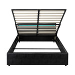 Bed Frame RGB LED Gas Lift Storage Base Black