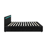 Bed Frame RGB LED Gas Lift Storage Base Black