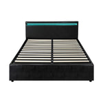 Bed Frame RGB LED Gas Lift Storage Base Black