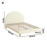 Bed Frame Double Size Arched Bedhead Beige Fabric