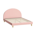 Double/King Single/Single Bed Frame With Arched Bedhead Pink Boucle Upholstered Platform