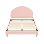 Double/King Single/Single Bed Frame With Arched Bedhead Pink Boucle Upholstered Platform