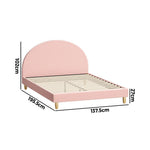 Double/King Single/Single Bed Frame With Arched Bedhead Pink Boucle Upholstered Platform