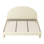 Bed Frame King Size Arched Bedhead Beige Fabric