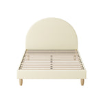 Bed Frame King Single Arched Bedhead Beige Fabric