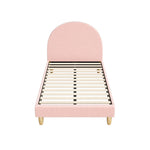 Double/King Single/Single Bed Frame With Arched Bedhead Pink Boucle Upholstered Platform