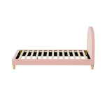 Double/King Single/Single Bed Frame With Arched Bedhead Pink Boucle Upholstered Platform