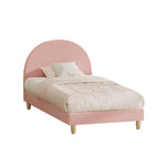 Double/King Single/Single Bed Frame With Arched Bedhead Pink Boucle Upholstered Platform