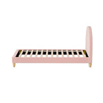 Double/King Single/Single Bed Frame With Arched Bedhead Pink Boucle Upholstered Platform
