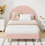 Double/King Single/Single Bed Frame With Arched Bedhead Pink Boucle Upholstered Platform