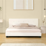Bed Frame Double Size White Boucle