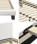 Bed Frame Double Size White Boucle
