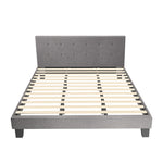 Bed Frame King Size Wooden Fabric Grey
