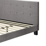 Bed Frame King Size Wooden Fabric Grey