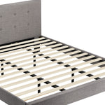 Bed Frame King Size Wooden Fabric Grey