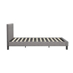 Bed Frame King Size Wooden Fabric Grey