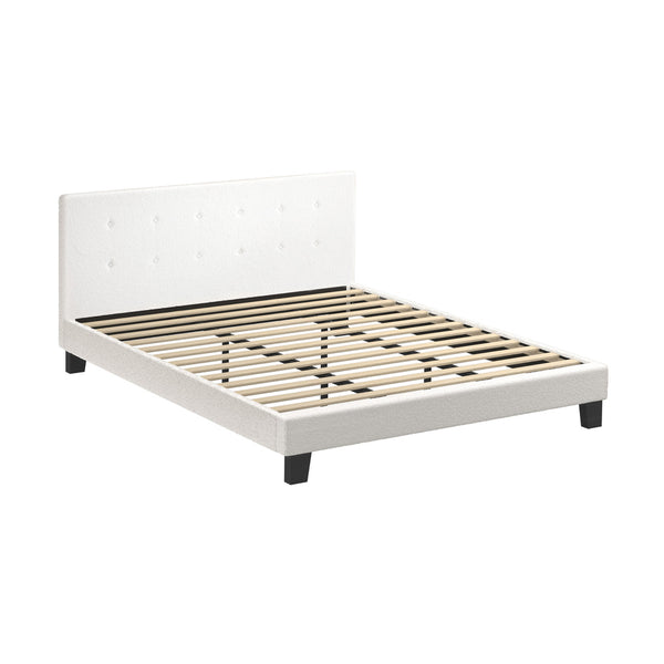  Bed Frame King Size White Boucle