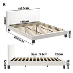 Bed Frame King Size White Boucle
