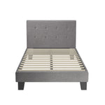 Bed Frame King Single Wooden Fabric Grey