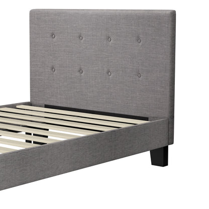 Bed Frame King Single Wooden Fabric Grey