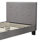 Bed Frame King Single Wooden Fabric Grey