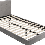 Bed Frame King Single Wooden Fabric Grey